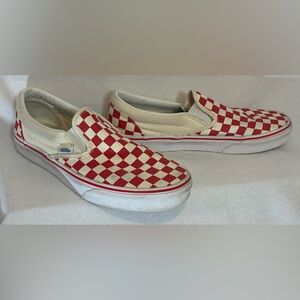VANS Classic Slip-on Sneakers Asher Red Checkerboard Pattern Size 10 Skater